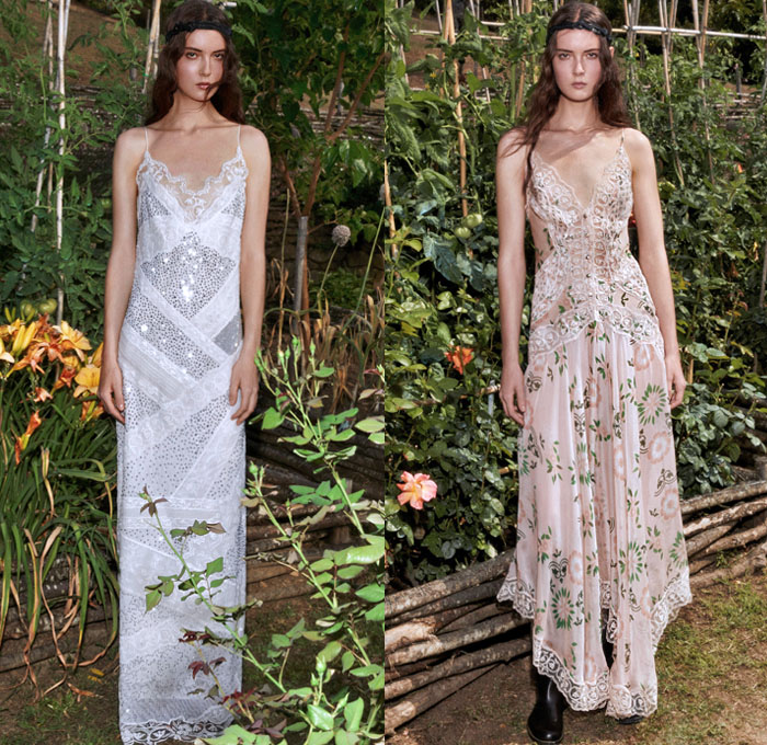 Ermanno Scervino 2021 Resort Cruise Pre-Spring Womens Lookbook Presentation - Tuscany Villa Botanical Garden Bohemian Boho Chic Sheer Tulle Chiffon Mesh Chantilly Lace Intarsia Needlework Eyelets Embroidery Tribal Decorative Art Long Sleeve Blouse Stripes Brocade Jacquard Blazer Pantsuit Shirtdress Strapless Prairie Dress Denim Jeans Cutoffs Shorts Head Scarf Chain Tiger Stripes Coat Basket Handbag Gladiators Boots Bedazzled Jewels Gems Crystals Sequins Studs Lanyard Purse