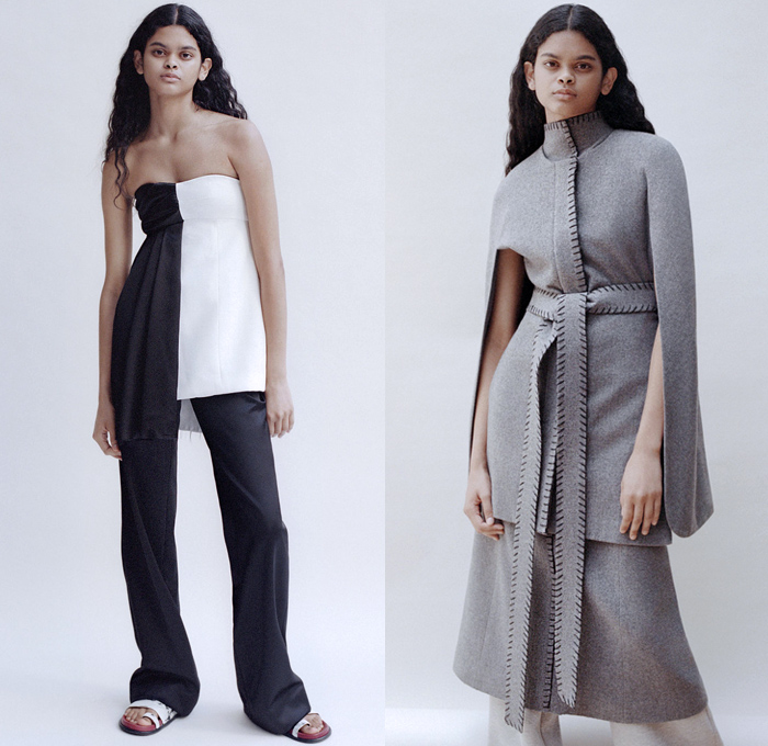 Marina Moscone 2021 Resort Cruise Pre-Spring Womens Lookbook Presentation - Basque Blazer Fringes Trims Threads Cape Top Sheer Tulle Sleeveless V-Neck Tunic Frayed Raw Hem Sheath Dress Quilted Patchwork Knit Weave Knot Braid Yarn Silk Embroidery Sweater Pullover Baja Hoodie Wool Blanket Poncho Hanging Sleeve Pantsuit Blazer Strapless Blouse Asymmetrical Split Half Loungewear Trousers Sandals