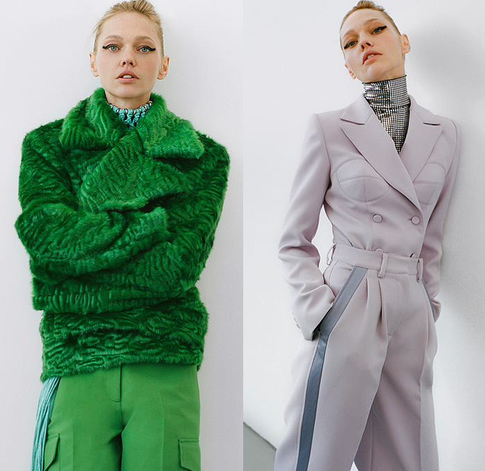 Aknvas by Christian Juul Nielsen 2022-2023 Fall Autumn Winter Womens Lookbook Presentation - New York Fashion Week NYFW American Collections Calendar - Chunky Knit Weave Sweater Turtleneck Bedazzled Adorned Tiles Mirrors Oversleeve Quilted Puffer Oversized Vest Coat Fur Cargo Pants Pantsuit Blazer Jacket Bra Cones Vegan Leather Laces Shirtdress Shift Dress Gown Cinch Drawstring Poufy Shoulders Puff Sleeves Boots