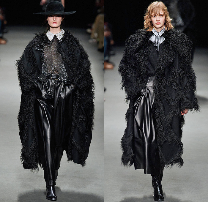 Alberta Ferretti 2022-2023 Fall Autumn Winter Womens Runway Looks - Milano Moda Donna Milan Fashion Week Italy - Noodle Strap Maxi Dress Gown One Shoulder Sheer Chiffon Ruffles Frills Tiered Bedazzled Sequins Paillettes Lace Embroidery Metallic Triangular Tiles Feathers Wings Pleats Velvet Pantsuit Fur Pussy Bow Knit Crochet Sweater Trench Coat Leather Hood Onesie Jumpsuit Coveralls Unitard Landscape Ocean Waves Shawl Skirt Silk Satin Flowers Floral Wide Leg Handbag Boots Gladiators