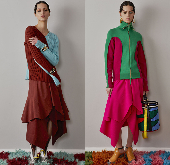 Colville 2022-2023 Fall Autumn Winter Womens Lookbook Presentation - Milano Moda Donna Collezione Milan Fashion Week Italy - Poufy Shoulders Puff Sleeves Shift Dress Cinch Geometric Colorblock Abstract Knit Turtleneck Flowers Floral Cropped Top Accordion Pleats Patchwork Tiered Ruffles Petal Hem Skirt Sweatshirt Coat Parka Puffer Quilted Capelet Oversleeve Knit Sleeve Blouse Denim Jeans Tabard Wide Leg Palazzo Pants Headwear Draped Silk Satin Handbag Tote Snakeskin Boots Wedge 