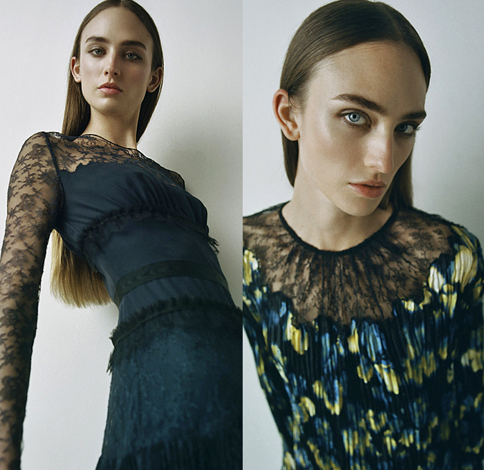 Jason Wu Collection 2022 Pre-Fall Autumn Womens Lookbook Presentation - Pellegrina Capelet Sculpture Ruffles Flower Bud Strapless Open Shoulders Dress Gown Eveningwear Puff Ball Sheer Tulle Lace Embroidery Patchwork Blurry Watercolor Smudges Tied Knot Tweed Fringes Blouse Crop Top Midriff Knit Ribbed Noodle Strap Trompe L'oeil Floral Tights Stockings Heels