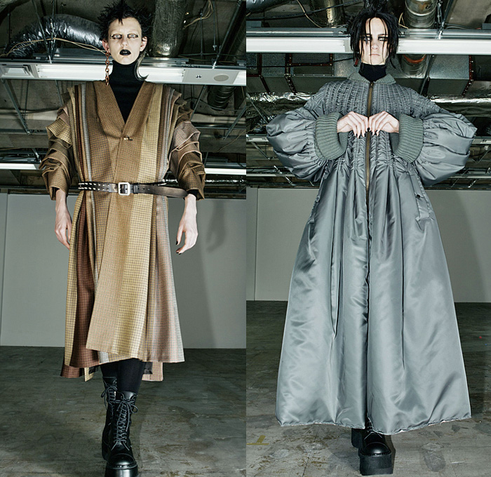 Junya Watanabe 2022-2023 Fall Autumn Winter Womens Runway Looks - Plight The Spiralling of Winter Ghosts - Gothic Punk Rock Black Knit Turtleneck Motorcycle Biker Moto Jacket Zippers Patchwork Belts Straps Leather Shirtdress A-Line Plaid Check Wide Sleeves Bell Hem Poodle Skirt Leggings Tights Coat Parka Velvet Capelet Pellegrina Poncho Parachute Dress Deconstructed Accordion Pleats Wrapped Tiered Geometric Suspenders Harness Braces Leopard Cheetah Denim Jeans Fur Boots Elevator Shoes