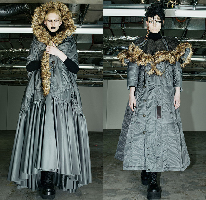 Junya Watanabe 2022-2023 Fall Autumn Winter Womens Runway Looks - Plight The Spiralling of Winter Ghosts - Gothic Punk Rock Black Knit Turtleneck Motorcycle Biker Moto Jacket Zippers Patchwork Belts Straps Leather Shirtdress A-Line Plaid Check Wide Sleeves Bell Hem Poodle Skirt Leggings Tights Coat Parka Velvet Capelet Pellegrina Poncho Parachute Dress Deconstructed Accordion Pleats Wrapped Tiered Geometric Suspenders Harness Braces Leopard Cheetah Denim Jeans Fur Boots Elevator Shoes