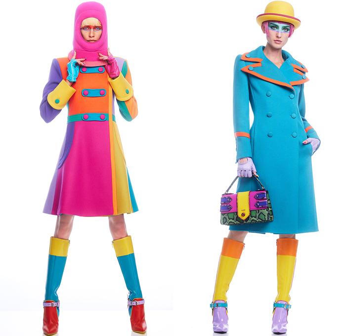 Moschino 2022 Pre-Fall Autumn Womens Lookbook Presentation - Colorblock Marching Band Drum Corps Military Blazer Coat Pantsuit Motorcycle Biker Jacket Poufy Shoulders Dress Shirtdress Shorts Miniskirt Accordion Pleats Stripes Corset Bustier Coins Cubes Prisms Zigzag Topography Swirls Sheer Tulle Halterneck Handbag Snakeskin Boots Opera Gloves Bowler's Hat Hobo Heart Bag Helmet Equestrian Mask