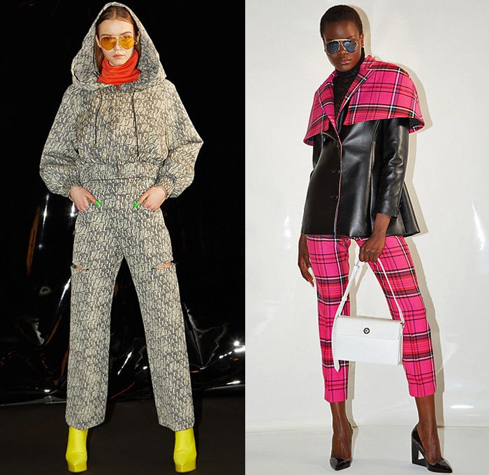 Sara Battaglia 2022-2023 Fall Autumn Winter Womens Lookbook Presentation – Turtleneck Sweater Cutout Houndstooth Quilted Puffer Coat Parka Coatdress Girdle Bell Wide Bloated Puff Sleeves Cinch Crop Top Midriff Miniskirt Feathers Party Cocktail Dress Poncho Cloak Robe Hanging Sleeve Embroidery Glitter Blazer Jacket Hoodie Sweatshirt Logo Typography Pellegrina Capelet Plaid Check Wide Leg Palazzo Pants Accordion Pleats Pantsuit Thigh High Boots Handbag Triangular Bag