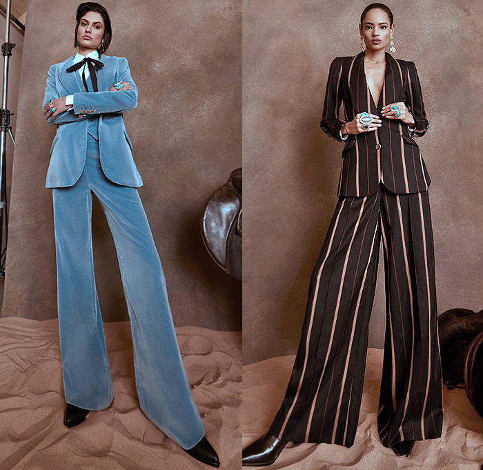 Temperley London 2022-2023 Fall Autumn Winter Womens Lookbook - London Fashion Week Collections UK - Wild West Cowgirl Vest Coat Robe Tiger Stripes Blazer Pantsuit Velvet Plaid Check Ruffles Metal Studs Tiered Leather Embroidery Geometric Tribal Zigzag Knit Sweaterdress Fringes Scissors Keys Plants Cacti Desert Flowers Floral Sheer Tulle Hearts Mesh Lace Prairie Dress Sequins Poufy Shoulders Blouse Wide Sleeves Silk Satin Gown Capelet Denim Jeans Wide Leg Palazzo Pants Boots