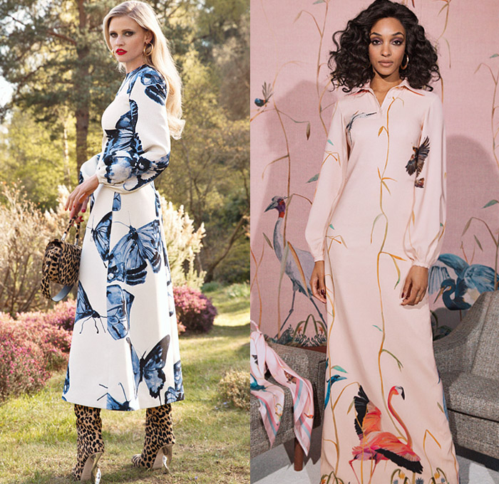 Brandon Maxwell 2022 Resort Cruise Pre-Spring Womens Lookbook Presentation - A Season for Wallflowers - Birds-of-Paradise Flowers Floral Leopard Cheetah Animal Zebra Stripes Butterflies Flamingo Leotard Onesie Turtleneck Party Cocktail Prairie Dress Gown Coat Bathrobe Plush Motorcycle Biker Jacket Noodle Spaghetti Strap Polka Dots Blazer Patchwork Blouse Cinch Poufy Shoulders Bell Sleeves Metal Fringes Skirt Shirtdress Scarf Knit Cape Pellegrina Crop Top Midriff Pants Handbag Boots