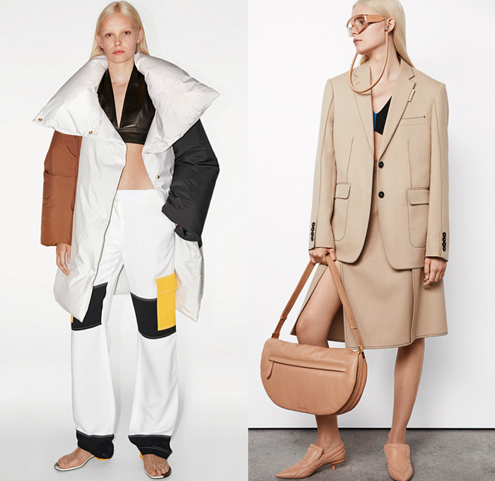 Burberry 2022 Resort Cruise Pre-Spring Womens Lookbook Presentation - Knit Sweaterdress Onesie Stripes Patchwork Panels Turtleneck Long Sleeve Blouse Accordion Pleats Skirt Trench Coat Utility Pockets Cargo Pants Slit Hem Cloak Wool Fur Logo Monogram Quilted Puffer Parka Pantsuit Blazer Crop Top Midriff Straps Bands Metal Coins Gold Silver Studs Mesh Chainlink Armor Fold Over Sleeveless Tank Top Capelet Colorblock Leggings Tights Boots Handbag Tote Sandals Loafers