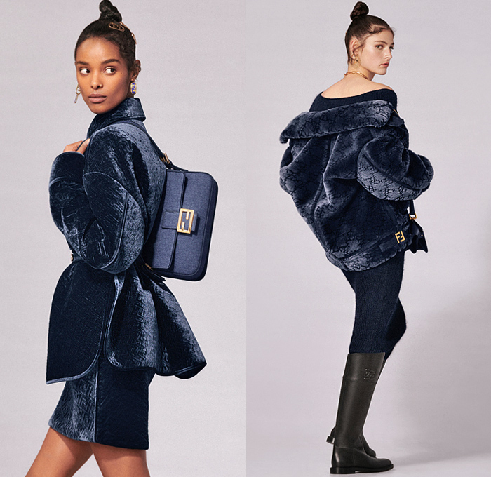 Fendi 2022 Resort Cruise Pre-Spring Womens Lookbook Presentation - Kim Jones - Marble Resin Liquefy Print Scarf Trench Coat Pantsuit Blazer Jacket Velvet Knit Crochet Mesh Sweater Cardigan Crop Top Midriff Wool Quilted Bedazzled Sequins Tied Knot Twist Party Cocktail Dress Logo Monogram Patchwork Panel Fringes Pockets Lace Embroidery Puff Sleeves Wide Leg Palazzo Pants Tights Leggings Stockings Sheer Miniskirt Handbag Tote F-Heeled Shoes Boots Loafers Sunglasses