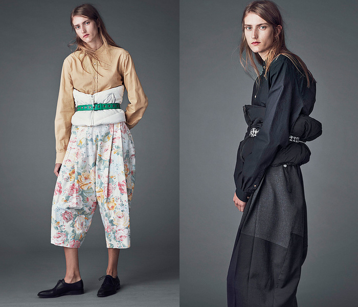 Remake Stockholm 2022 Spring Summer Womens Lookbook Collection Presentation - Stockholm Fashion Week Sweden - Long Sleeve Blouse Pillow Corset Wide Leg Palazzo Pants Culottes Flowers Floral Botanical Birds Patchwork Panels Stripes Shirtdress Blousedress Djellaba Onesie Turtleneck Sweater Outerwear Coat Robe Kimono Overcoat Cloak Blanket Denim Jeans Fringes Trims Oxfords Bucket Hat