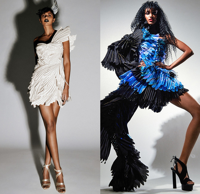 Ronald van der Kemp 2022 Spring Couture Womens Lookbook Presentation - Haute Couture High Fashion - Spiral Denim Jeans Sheer Tulle Blouse Patches Flowers Floral Embroidery Leg O'Mutton Shoulders Tiered Sculptural Quilted Jacket Crop Top Midriff Paint Turtleneck Tights Leggings Crystals Ruffles Onesie Jumpsuit MC Hammer Pants Gold Brocade Miniskirt Geometric Stained Glass Bandeau Tiles Dress Gown One Shoulder Mono-Legged Wings Bow Draped Veil Pagoda Sleeves Coat Boots Heels