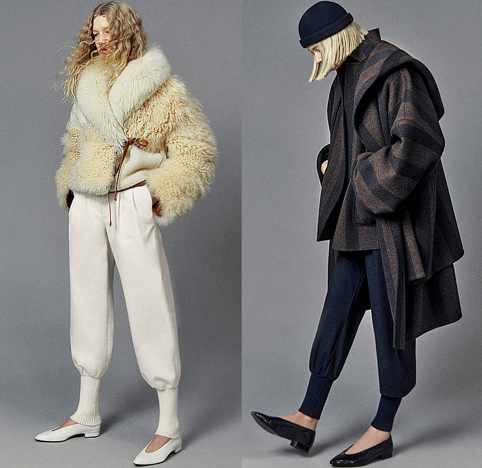 Loro Piana 2023-2024 Fall Autumn Winter Womens Lookbook Presentation - Milano Moda Donna Milan Fashion Week Italy - CashDenim Japanese Denim Jeans Jacket Cashmere Wool Vicuna Blouse Knit Cap Culottes Parka Coat Quilted Puffer Fleece Equestrian Riding Pants Jodhpurs Tapered Herringbone Check Aviator Jacket Cognac Leather Midi Skirt Plaid Check Cardigan Sweater Turtleneck Fur Stripes Sweatpants Jogger Wide Leg Palazzo Pants Bucket Hat Handbag Tote Boots Pointed Toe Loafers