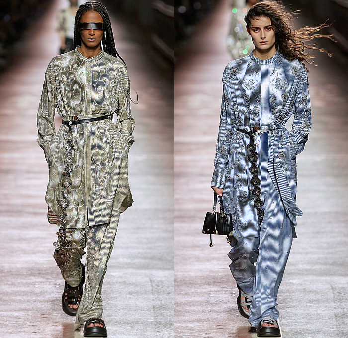 Louis Vuitton 2023 Pre-Fall Autumn Womens Runway Collection - Jamsugyo Bridge Seoul South Korea - V-Neck Logo Wide Belt Quilted Slouchy Pants Miniskirt Onesie Jumpsuit Pinafore Racing Check Studs Poodle Skirt Nylon Anorak Windbreaker Jacket Knit Tweed Zipper Shoulder Pads Fur Bedazzled Sequins Crystals One Shoulder Coat Snakeskin Stripes Crop Top Midriff Puffer Vest Shift Dress Balloon Pants Shirtdress Handbag Hi-Tops Sneakers Sunglasses