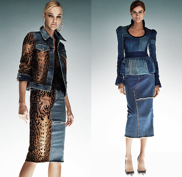 Tom Ford 2023-2024 Fall Autumn Winter Womens Lookbook - Archive Collection - Denim Jacket Jeans Patchwork Skirt Tiger Leopard Alligator Peplum Crop Top Midriff Blazer Hoodie Sweatshirt Bedazzled Sequins Beads Crystals Studs Mirrors Tiles Gems Jewels Jogger Sweatpants Lace Embroidery Mesh Fishnet Peplum Jersey Sporty Miniskirt Sweater Pantsuit Fringes Noodle Strap Dress Strapless Gown Sheer Chiffon Pleats Corset Ruffles Cape Cutout Halterneck Bow Shirt Briefs Tights Gladiators Heels