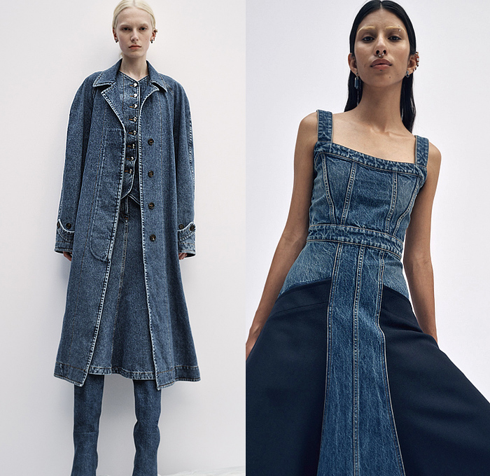 Chloé 2023 Resort Cruise Pre-Spring Womens Lookbook Presentation - Outerwear Parka Vest Poncho Coat Fur Shearling Aviator Jacket Broderie Anglaise Lace Cutwork Lasercut Mesh Blouse Midi Skirt Ruffles Pockets Corduroy Plaid Check Patchwork Denim Jeans Stitching Fringes Threads Noodle Strap Stars Night Sky Ribbed Prairie Damsel Dress Butterfly Strapless Open Shoulders Sheer Handbag Pouch Boots