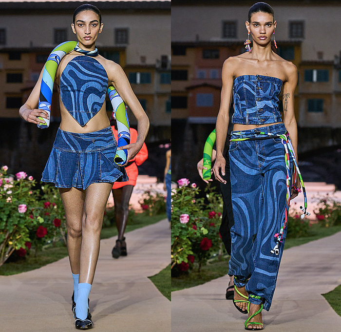 Emilio Pucci 2023 Spring Summer Womens Runway Collection  Denim Jeans Fashion  Week Runway Catwalks, Fashion Shows, Season Collections Lookbooks > Fashion  Forward Curation < Trendcast Trendsetting Forecast Styles Spring Summer Fall