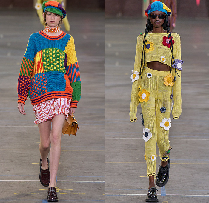 Kenzo 2023 Spring Summer Womens Runway Looks - Paris Fashion Week Homme Printemps Eté - Workwear Engineer Railroad Stripes Animals Leopard Elephant Patches Bomber Jacket Marine Nautical Sailor Collar Flowers Floral Embroidery Pantsuit Wool Herringbone Blazer Check Plaid Patchwork Vest Knit Sweater Cardigan Wide Leg Denim Jeans Strapless Blouse Neck Tie Suspenders Midi Skirt Crop Top Midriff Dress Bicycle Cycling Shorts Beret Bowler Hat Ball Handbag Loafers Mary Janes