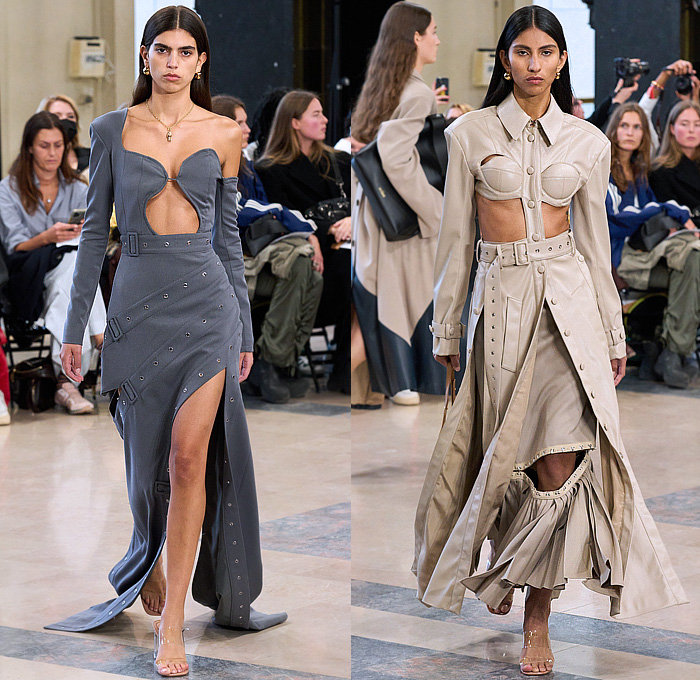 Rokh 2023 Spring Summer Womens Runway Collection - Mode à Paris Fashion Week France - Irrational View Accordion Pleats Trench Coat Lace Embroidery Crop Top Midriff Asymmetrical Patchwork Deconstructed Raw Hem Unfinished Frayed Tiered Bedazzled Metal Studs Blazer Jacket Straps Belts Grommets Holes Hooks Fringes Pencil Skirt Paper Bag Waist Bandeau Bralette Zipper Patchwork Stripes Strapless Pockets Jagged Ripped Torn Dress One Shoulder Cutout Wide Leg Flare Pantsuit Handbag Sandals Rokh 2023 Spring Summer Womens Runway Collection - Mode à Paris Fashion Week France - Irrational View Accordion Pleats Trench Coat Lace Embroidery Crop Top Midriff Asymmetrical Patchwork Deconstructed Raw Hem Unfinished Frayed Tiered Bedazzled Metal Studs Blazer Jacket Straps Belts Grommets Holes Hooks Fringes Pencil Skirt Paper Bag Waist Bandeau Bralette Zipper Patchwork Stripes Strapless Pockets Jagged Ripped Torn Dress One Shoulder Cutout Wide Leg Flare Pantsuit Handbag Sandals