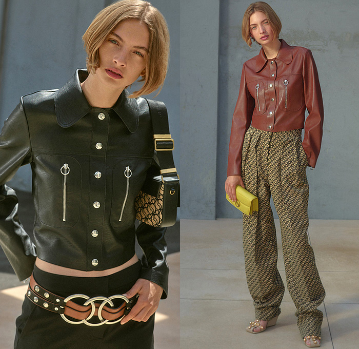 Stella McCartney 2023 Resort Cruise Womens Lookbook Presentation - Rewilding Animals Wildlife Blouse Noodle Strap Pantsuit Blazer Jacket Coat Hoodie Parka Sheer Tulle Zipper Cape Cutwork Poncho Mini Dress Doily Crop Top Midriff Halterneck Sequins Embroidery Onesie Unitard Jumpsuit Twist Oversleeve Knit Crochet Threads Fringes Sweater Stripes Fringes Shirtdress Miniskirt Belt Strap Rings Loops Denim Jeans Flowers Floral Wide Leg Pants Fanny Pack Pouch Belt Bag Tote Sneakers Boots Hat