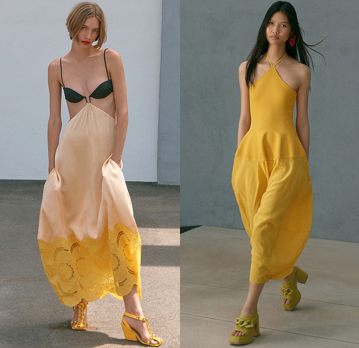 Stella McCartney 2023 Resort Cruise Womens Lookbook Presentation - Rewilding Animals Wildlife Blouse Noodle Strap Pantsuit Blazer Jacket Coat Hoodie Parka Sheer Tulle Zipper Cape Cutwork Poncho Mini Dress Doily Crop Top Midriff Halterneck Sequins Embroidery Onesie Unitard Jumpsuit Twist Oversleeve Knit Crochet Threads Fringes Sweater Stripes Fringes Shirtdress Miniskirt Belt Strap Rings Loops Denim Jeans Flowers Floral Wide Leg Pants Fanny Pack Pouch Belt Bag Tote Sneakers Boots Hat