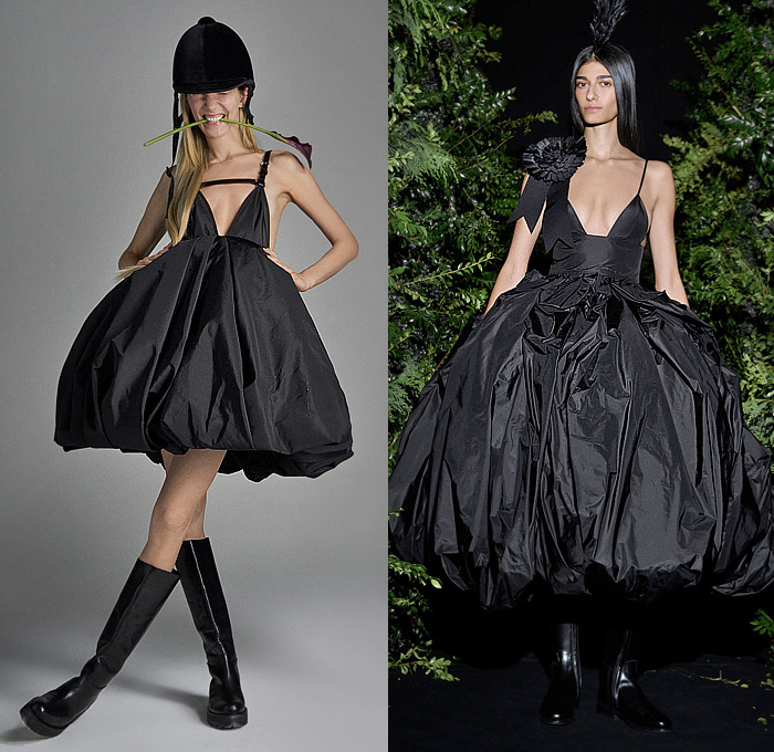 Vera Wang 2023 Spring Summer Womens Lookbook Highlights – Equestrian Hat Gloves Capelet Lace Embroidery Crop Top Midriff Puff Ball Poufy Sleeves Quilted Utility Pockets Cargo Shorts Cutoffs Bralette Babydoll Dress Ball Gown Sheer Tulle Organza Pleats Cinch Sleeveless Ruffles Frills Voluminous Wide Leg Equestrian Riding Palazzo Pants Train Parachute Noodle Strap Belts Straps Blazer Blouse Geometric Tiered Layers Ribbon Boots