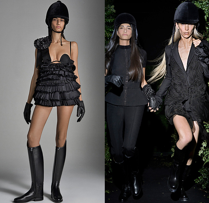 Vera Wang 2023 Spring Summer Womens Lookbook Highlights – Equestrian Hat Gloves Capelet Lace Embroidery Crop Top Midriff Puff Ball Poufy Sleeves Quilted Utility Pockets Cargo Shorts Cutoffs Bralette Babydoll Dress Ball Gown Sheer Tulle Organza Pleats Cinch Sleeveless Ruffles Frills Voluminous Wide Leg Equestrian Riding Palazzo Pants Train Parachute Noodle Strap Belts Straps Blazer Blouse Geometric Tiered Layers Ribbon Boots