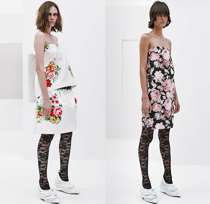 We11done 2023 Spring Summer Womens Lookbook Highlights - Rough Strokes -  Bandage Dress Lace Embroidery Tights Leggings Motorcycle Sleeves Biker Moto Jacket Straps Belts Leopard Cheetah Fringes Trims Basket Dress Noodle Strap Flowers Floral Coat Blazerdress Wide Lapel Catsuit Jumpsuit Onesie Unitard Wrinkles Hoodie Anorak Windbreaker Oversized Plastic Skirt Strapless Extra Hem Melted Heels