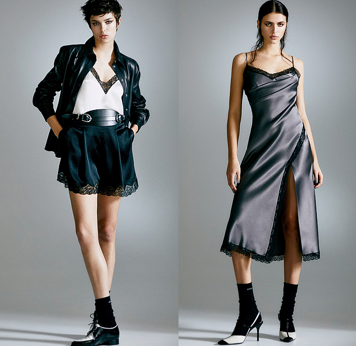 Alberta Ferretti 2024 Pre-Fall Autumn Womens Lookbook - Stripes Pinstripe Vest Outerwear Coat Jacket Utility Pockets Leather Long Sleeve Poplin Shirt Blouse Bustier Strapless Open Shoulders Plaid Check Lace Embroidery Intimates Cami Camisole Shorts Ruffles Frills Draped Silk Satin Tied Maxi Dress Goddess Gown Sheer Tulle Flowers Floral Painting Bedazzled Crystals Cutout Pleats High Waist Wide Leg Palazzo Pants Denim Jeans Dark Wash Cargo Pants Workwear Handbag