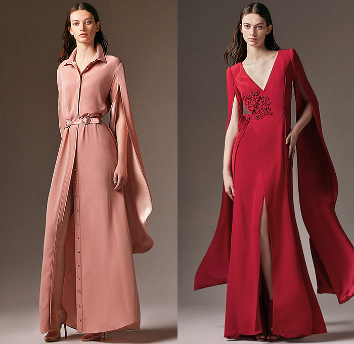 Alexis Mabille 2024-2025 Fall Autumn Winter Womens Lookbook Presentation - Paris Fashion Week Femme PFW - Society - Silk Satin Shirtdress Shirtgown Blazerdress Blazergown Maxi Dress Gown Dress Onesie Oversized Lace Needlework Embroidery Sheer Tulle Tied Tie Up Waist Hanging Sleeve Rennaissance Frogging Draped Peel Off One Shoulder Corset Poufy Puff Sleeves Drawstring