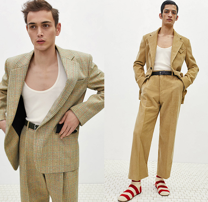 Bottega Veneta 2024 Pre-Fall Autumn Mens Lookbook - Knit Basketweave Poncho Outerwear Coat Jacket Plaid Check Stripes Sweater Jumper Cardigan Utility Pockets Long Sleeve Shirt Neck Tie Suit Blazer Herringbone Corduroy Sailor Collar Capelet Leather Caftan Kaftan Onesie Manskirt Kilt Wide Leg Baggy Shorts Extra Hem Curved Shoulders Handbag Tote Boots Sandals Bottega Veneta 2024 Pre-Fall Autumn Mens Lookbook - Knit Basketweave Poncho Outerwear Coat Jacket Plaid Check Stripes Sweater Jumper Cardigan Utility Pockets Long Sleeve Shirt Neck Tie Suit Blazer Herringbone Corduroy Sailor Collar Capelet Leather Caftan Kaftan Onesie Manskirt Kilt Wide Leg Baggy Shorts Extra Hem Curved Shoulders Handbag Tote Boots Sandals