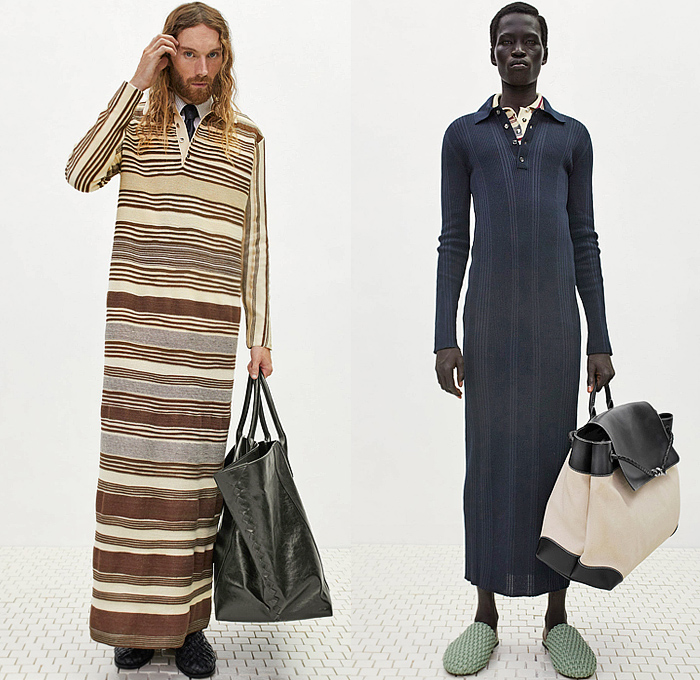 Bottega Veneta 2024 Pre-Fall Autumn Mens Lookbook - Knit Basketweave Poncho Outerwear Coat Jacket Plaid Check Stripes Sweater Jumper Cardigan Utility Pockets Long Sleeve Shirt Neck Tie Suit Blazer Herringbone Corduroy Sailor Collar Capelet Leather Caftan Kaftan Onesie Manskirt Kilt Wide Leg Baggy Shorts Extra Hem Curved Shoulders Handbag Tote Boots Sandals Bottega Veneta 2024 Pre-Fall Autumn Mens Lookbook - Knit Basketweave Poncho Outerwear Coat Jacket Plaid Check Stripes Sweater Jumper Cardigan Utility Pockets Long Sleeve Shirt Neck Tie Suit Blazer Herringbone Corduroy Sailor Collar Capelet Leather Caftan Kaftan Onesie Manskirt Kilt Wide Leg Baggy Shorts Extra Hem Curved Shoulders Handbag Tote Boots Sandals