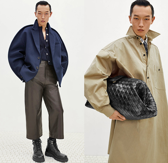 Bottega Veneta 2024 Pre-Fall Autumn Mens Lookbook - Knit Basketweave Poncho Outerwear Coat Jacket Plaid Check Stripes Sweater Jumper Cardigan Utility Pockets Long Sleeve Shirt Neck Tie Suit Blazer Herringbone Corduroy Sailor Collar Capelet Leather Caftan Kaftan Onesie Manskirt Kilt Wide Leg Baggy Shorts Extra Hem Curved Shoulders Handbag Tote Boots Sandals Bottega Veneta 2024 Pre-Fall Autumn Mens Lookbook - Knit Basketweave Poncho Outerwear Coat Jacket Plaid Check Stripes Sweater Jumper Cardigan Utility Pockets Long Sleeve Shirt Neck Tie Suit Blazer Herringbone Corduroy Sailor Collar Capelet Leather Caftan Kaftan Onesie Manskirt Kilt Wide Leg Baggy Shorts Extra Hem Curved Shoulders Handbag Tote Boots Sandals