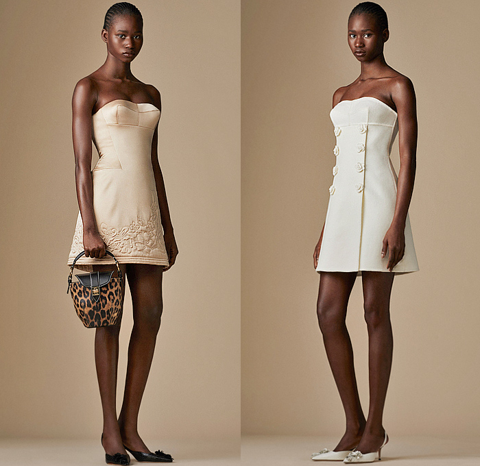 Ermanno Scervino 2024 Pre-Fall Autumn Womens Lookbook - Strapless Micro Dress Quilted Lace Embroidery Flowers Floral Trompe L'oeil Decorative Art Corduroy Bustier Crop Top Midriff Midi Skirt Blouse Silk Satin Draped Polka Dots Shorts Blazer Tuxedo Jacket Mini Trench Coat Turtleneck Animal Spots Leopard Wide Leg Palazzo Pants Mullet Hem Knit Sweater Cardigan Fur Shearling Suede Cloak Fringes Shawl Maxi Dress Bucket Bag Handbag Duffel Bag Cowgirl Boots Hat 