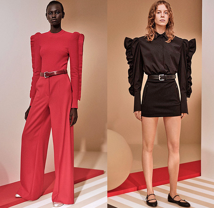 Max Mara 2024 Pre-Fall Autumn Womens Lookbook - Shirtdress Sweaterdress Blouse Stripes Onesie Butterfly Shoulders Drop Shoulder Fins Flap Lantern Knit Wide Quarter Sleeves Bell Hem Blazer Jacket Blazerdress Polka Dots Spots Shift Dress Drawstring Pants Wide Leg Palazzo Pants Miniskirt Tied Draped Outerwear Trench Coat Hybrid Handbag Flats Ballet Shoes