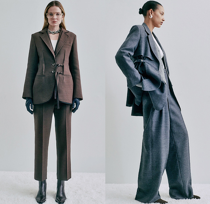 3.1 Phillip Lim 2024-2025 Fall Autumn Winter Womens Lookbook - New York Fashion Week NYFW - Denim Jeans Jacket Peplum Patchwork Utility Pockets Cargo Pants Straps Turtleneck Knit Sweater Fleece Military Skirt Gloves Jogger Sweatpants Hoodie Sweatshirt Snakeskin Lace Embroidery Leather Tights Leggings Suede Shirtdress Handkerchief Hem Bedazzled Sequins Crystals Blouse Plaid Check Accordion Pleats Cinch Tiles Fur Fringes Coat Pantsuit Blazer Wide Leg Kitten Heels Handbag