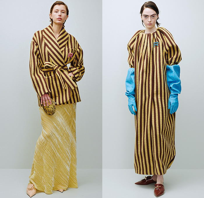 Rochas 2024-2025 Fall Autumn Winter Womens Lookbook Presentation - Paris Fashion Week Femme PFW - The Eye Has to Travel - Denim Jeans Blazer Embroidery Veins Fur Loungewear Quilted Puffer Silk Satin Flowers Floral Sheer Tulle Lace Tights Stockings Knit Blanket Robe Cheetah Velvet Trench Coat Draped Brooch Broche Strings Slouchy One Shoulder Gauntlet Art Deco Shells Metal Coils Padded Accordion Pleats Rectangular Neck Stripes Maxi Dress Purse Clutch Heels Flats