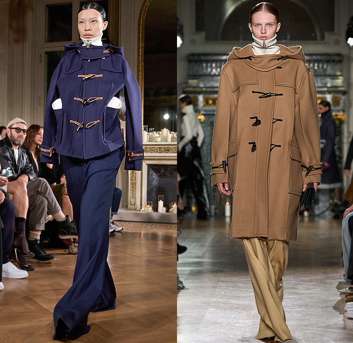 Victoria Beckham 2024-2025 Fall Autumn Winter Womens Runway Looks - Paris Fashion Week PFW - Japanese Denim Jeans High Collar Funnel Neck Turtleneck Pencil Skirt High Waist Wide Leg Flare Knit Sweater Jumper Asymmetrical Deconstructed Chain Fringes Wire Hanger Brooch Dress Coils Tights Stockings Silk Blazer Jacket Strapless Leather Aviator Trench Coat Nautical Hood Boxy Frankenstein Shoulders Pantsuit Sheer Tulle Gown Loafers Handbag Victoria Beckham 2024-2025 Fall Autumn Winter Womens Runway Looks - Paris Fashion Week PFW - Japanese Denim Jeans High Collar Funnel Neck Turtleneck Pencil Skirt High Waist Wide Leg Flare Knit Sweater Jumper Asymmetrical Deconstructed Chain Fringes Wire Hanger Brooch Dress Coils Tights Stockings Silk Blazer Jacket Strapless Leather Aviator Trench Coat Nautical Hood Boxy Frankenstein Shoulders Pantsuit Sheer Tulle Gown Loafers Handbag