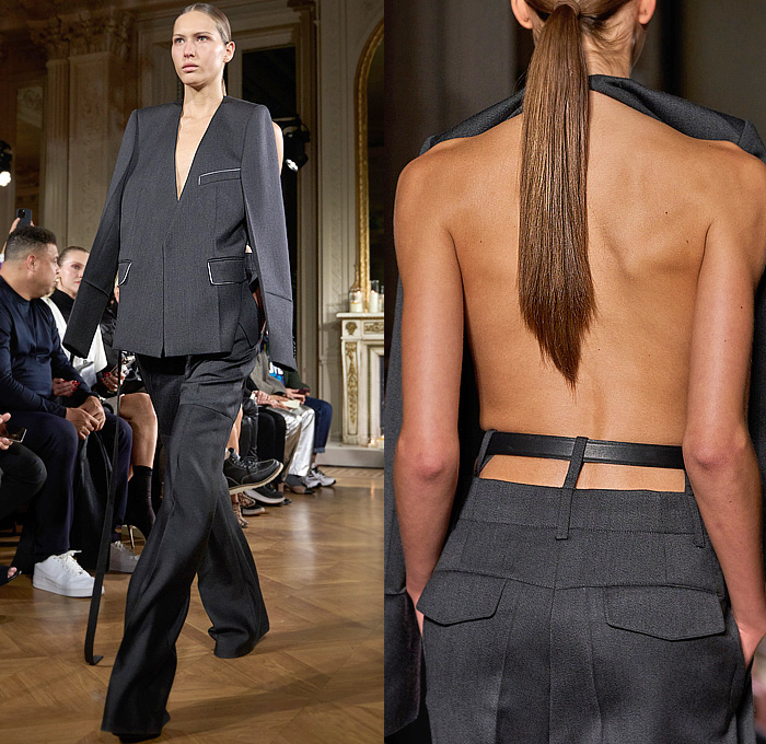 Victoria Beckham 2024-2025 Fall Autumn Winter Womens Runway Looks - Paris Fashion Week PFW - Japanese Denim Jeans High Collar Funnel Neck Turtleneck Pencil Skirt High Waist Wide Leg Flare Knit Sweater Jumper Asymmetrical Deconstructed Chain Fringes Wire Hanger Brooch Dress Coils Tights Stockings Silk Blazer Jacket Strapless Leather Aviator Trench Coat Nautical Hood Boxy Frankenstein Shoulders Pantsuit Sheer Tulle Gown Loafers Handbag Victoria Beckham 2024-2025 Fall Autumn Winter Womens Runway Looks - Paris Fashion Week PFW - Japanese Denim Jeans High Collar Funnel Neck Turtleneck Pencil Skirt High Waist Wide Leg Flare Knit Sweater Jumper Asymmetrical Deconstructed Chain Fringes Wire Hanger Brooch Dress Coils Tights Stockings Silk Blazer Jacket Strapless Leather Aviator Trench Coat Nautical Hood Boxy Frankenstein Shoulders Pantsuit Sheer Tulle Gown Loafers Handbag