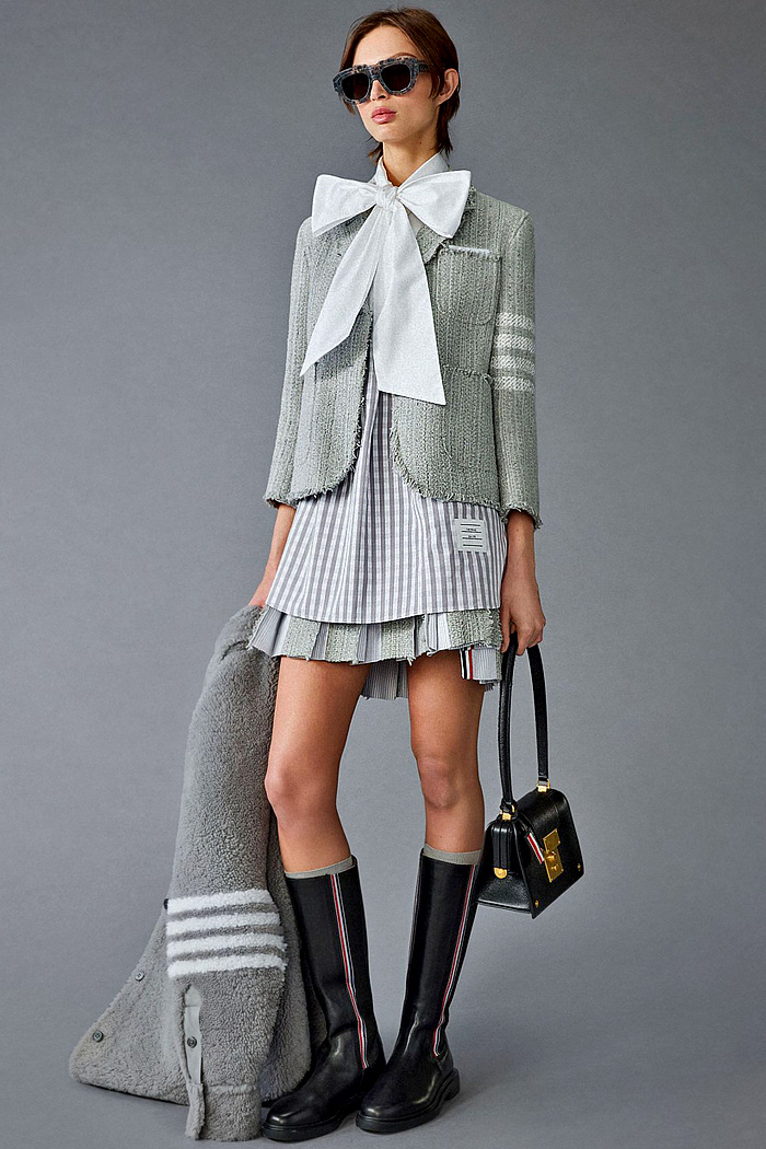 2025 Pre-Fall women's blazers and pantsuits: bold tailoring, lace, geometric, monograms, puffer hybrids, and standout designer cuts.