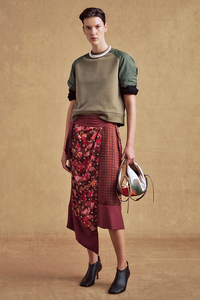 3.1 Phillip Lim 2026 Pre-Fall Womens fashion trends show studded leather, accordion pleats, ombré, silk patchwork, and knit crochet