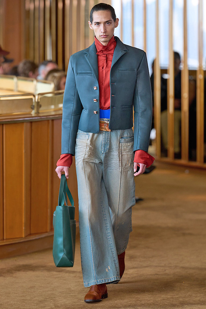 Campillo 2026-2027 Fall Winter Mens Fashion Trends - Charro jacket, wide leg denim jeans, pleats, horse saddle, horsehair, onyx