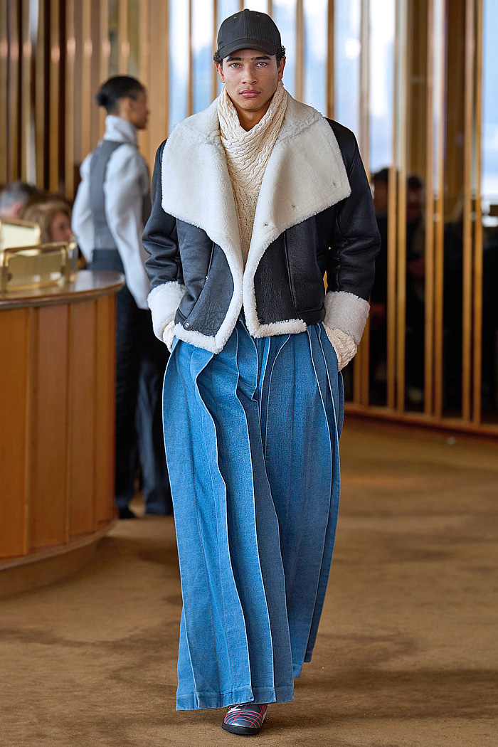 Campillo 2026-2027 Fall Winter Mens Fashion Trends - Charro jacket, wide leg denim jeans, pleats, horse saddle, horsehair, onyx