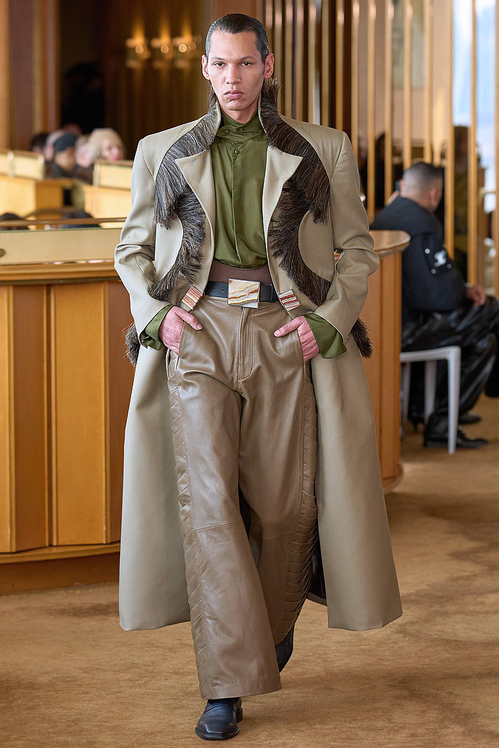 Campillo 2026-2027 Fall Winter Mens Fashion Trends - Charro jacket, wide leg denim jeans, pleats, horse saddle, horsehair, onyx