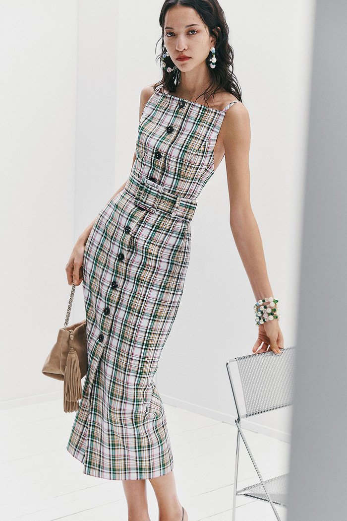 Carolina Herrera 2026 Pre-Fall Womens Fashion Trends - Phthalo Green, Hydrangeas, Flowers, Floral, Check, Stripes, Lace, Crystals