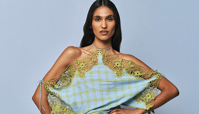 Christopher Esber 2026 Pre-Fall Womens Fashion Trends - dress, denim jeans, halterneck, beads, draped, shoelaces, embroidery, lace