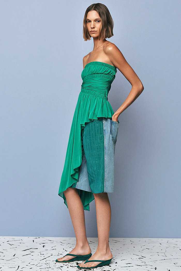 Christopher Esber 2026 Pre-Fall Womens Fashion Trends - dress, denim jeans, halterneck, beads, draped, shoelaces, embroidery, lace