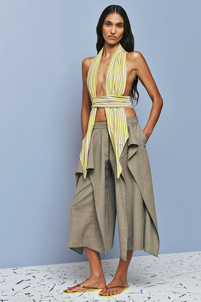 Christopher Esber 2026 Pre-Fall Womens Fashion Trends - dress, denim jeans, halterneck, beads, draped, shoelaces, embroidery, lace