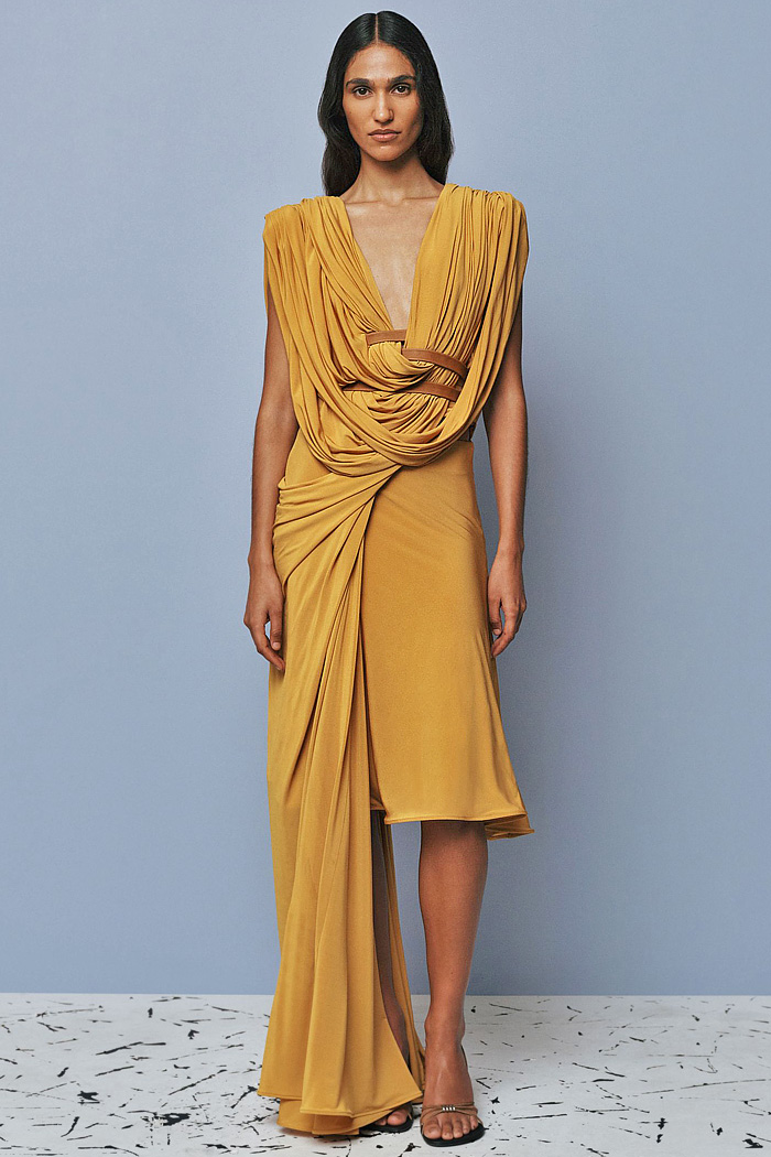 Christopher Esber 2026 Pre-Fall Womens Fashion Trends - dress, denim jeans, halterneck, beads, draped, shoelaces, embroidery, lace