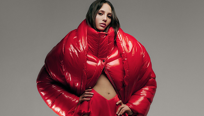 David Koma 2026 Pre-Fall Womens Fashion Trends - Supergirl, dress, sculptural, crop top, fur, shield, draped, swirls, knit, puffer